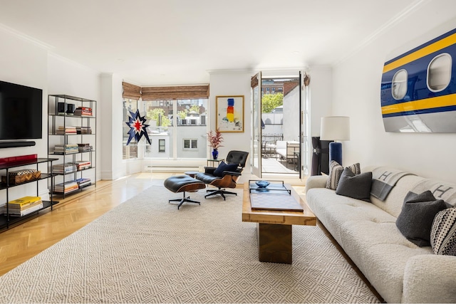 116 E 65th St, New York City, NY 10065 - living room with crown molding and baseboards