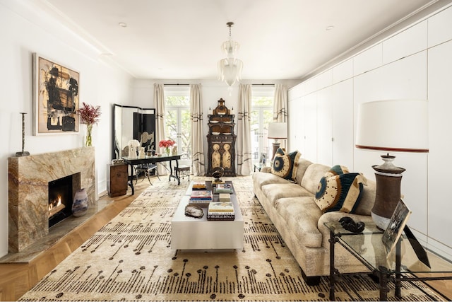 116 E 65th St, New York City, NY 10065 - living area featuring a high end fireplace and wood finished floors