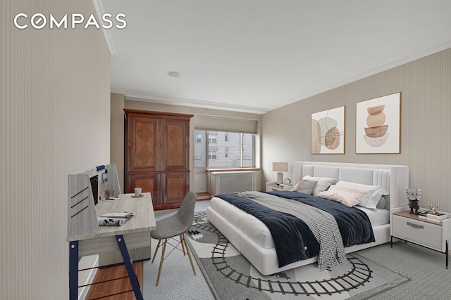 201 E 80th St Unit 16D, New York City, NY 10075 - bedroom featuring crown molding and carpet