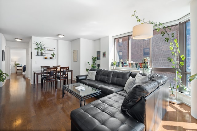 living area with wood-type flooring