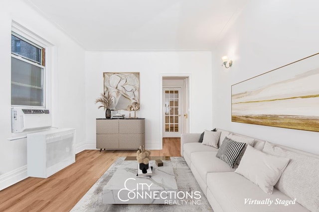 223 E 50th St Unit 2-C, New York City, NY 10022 - living room with light wood-type flooring and cooling unit