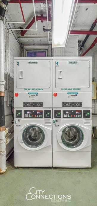 223 E 50th St Unit 2-C, New York City, NY 10022 - community laundry room with stacked washer / drying machine and washer and clothes dryer