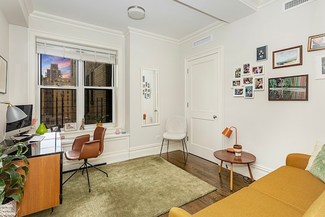 165 W 91st St Unit 11E, New York City, NY 10025 - office with wood finished floors, crown molding, and baseboards
