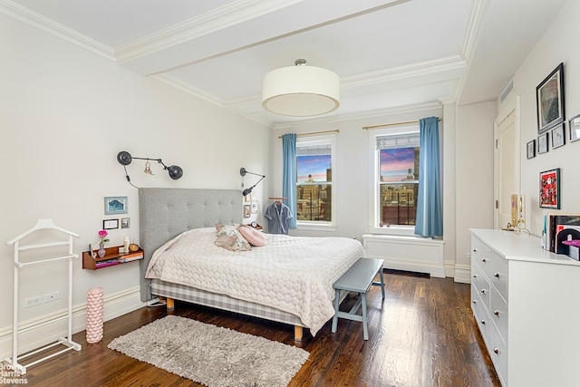 165 W 91st St Unit 11E, New York City, NY 10025 - bedroom with dark wood-type flooring, ornamental molding, and baseboards