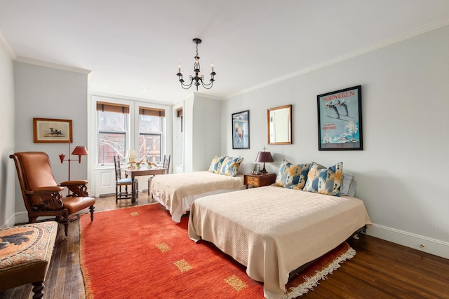 330 Convent Ave, New York City, NY 10031 - bedroom featuring wood finished floors, ornamental molding, a chandelier, and baseboards