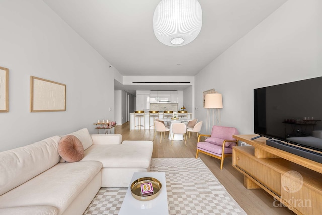 living room featuring light wood-style floors