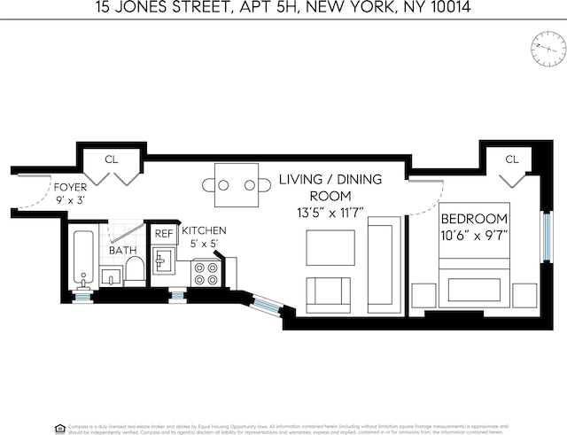 15 Jones St Unit 5H, New York City, NY 10014 - floor plan / room layout