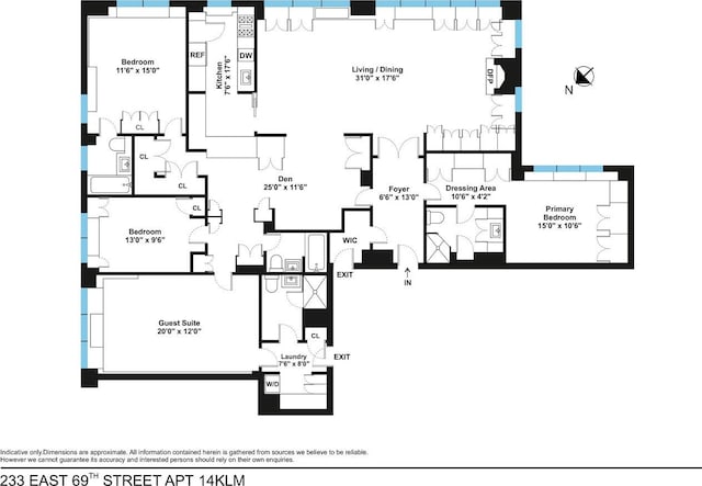 233 E 69th St Unit 14Klm, New York City, NY 10021 - view of room layout