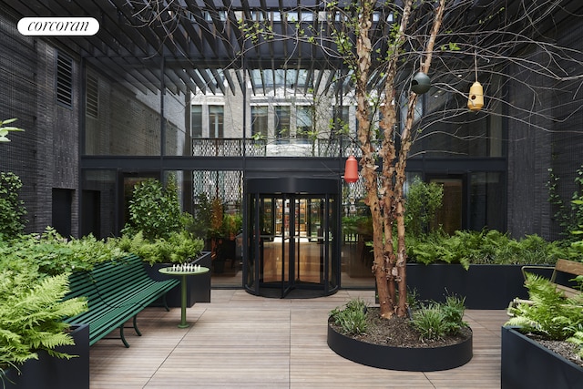 entrance to property featuring french doors