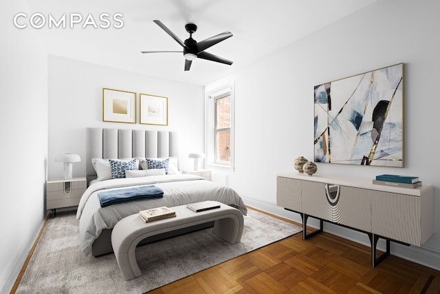 759 42nd St Unit 15, New York City, NY 11232 - bedroom featuring baseboards and a ceiling fan