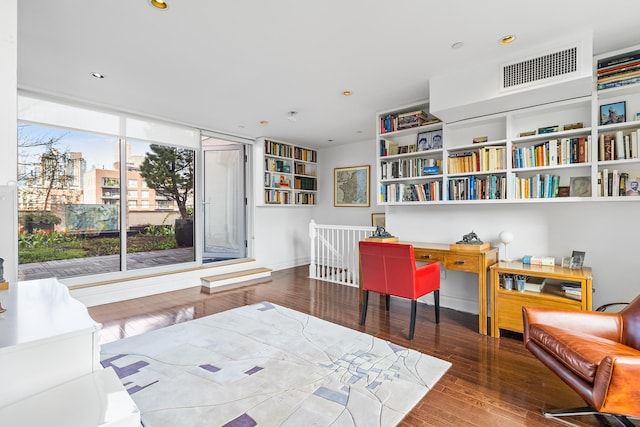 133 W 14th St Unit 6Ph, New York City, NY 10011 - living area with hardwood / wood-style flooring, recessed lighting, and a desk