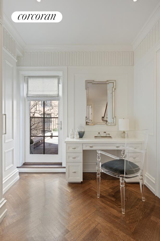 169 E 71st St, New York City, NY 10021 - office area with a decorative wall and crown molding