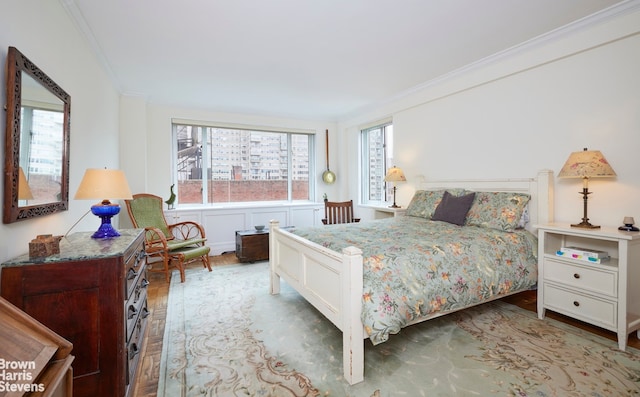 179 E 70th St Unit 11A, New York City, NY 10021 - bedroom with ornamental molding and wood finished floors