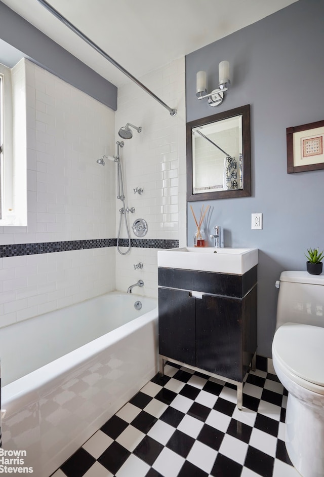 179 E 70th St Unit 11A, New York City, NY 10021 - full bathroom featuring tile patterned floors, shower / tub combination, and vanity
