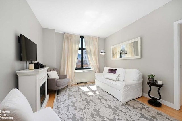 188 E 70th St Unit 16B, New York City, NY 10021 - living room featuring wood finished floors and baseboards