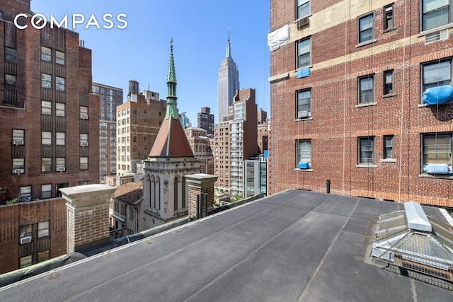 view of patio with a view of skyline