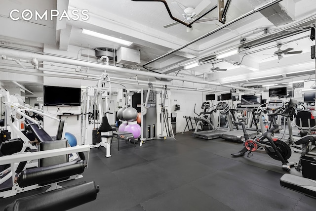 120 E 81st St Unit 8A, New York City, NY 10028 - gym with a ceiling fan