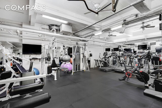 120 E 81st St Unit 8A, New York City, NY 10028 - exercise room with a ceiling fan