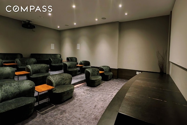 home theater room featuring recessed lighting