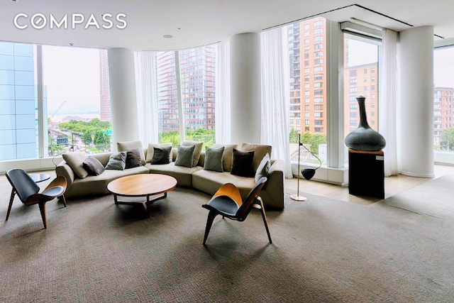 50 W St Unit 37C, New York City, NY 10006 - living room with floor to ceiling windows