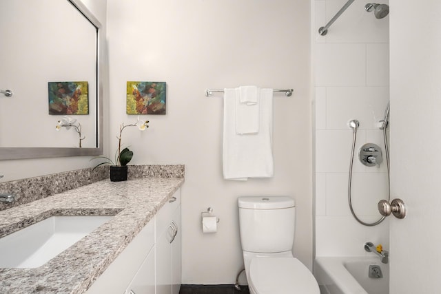 full bath with vanity, toilet, and shower / bath combination