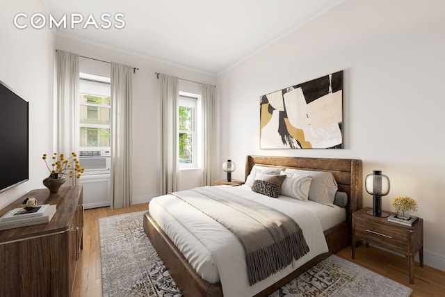 510 E 84th St Unit 1B, New York City, NY 10028 - bedroom featuring light wood finished floors and crown molding