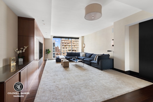 151 E 85th St Unit 17J, New York City, NY 10028 - living room featuring wood finished floors and baseboards
