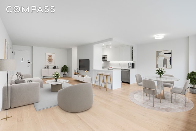 205 W End Ave Unit 15H, New York City, NY 10023 - living area with light wood-type flooring and recessed lighting
