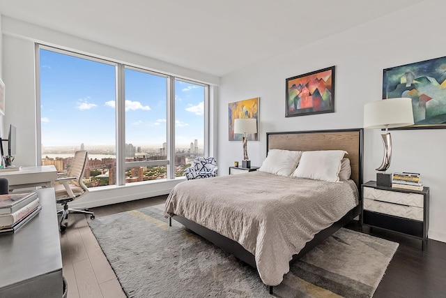 252 S St Unit 47K, New York City, NY 10002 - bedroom featuring wood finished floors, a desk, and a city view