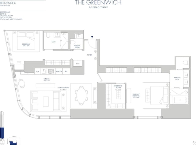 125 Greenwich St Unit 39C, New York City, NY 10006 - floor plan / room layout