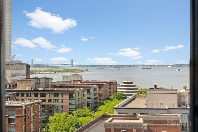 water view featuring a notable bridge