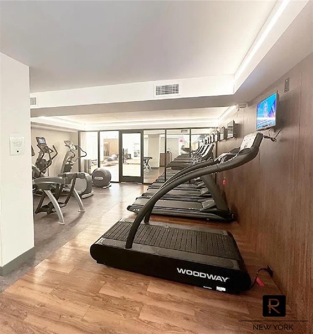 1 Irving Pl Unit P-8N, New York City, NY 10003 - workout area with wood finished floors and a raised ceiling