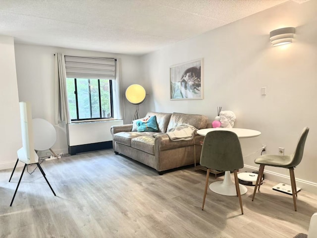 280 Rector Pl Unit 2K, New York City, NY 10280 - living room with wood finished floors, baseboards, and a textured ceiling