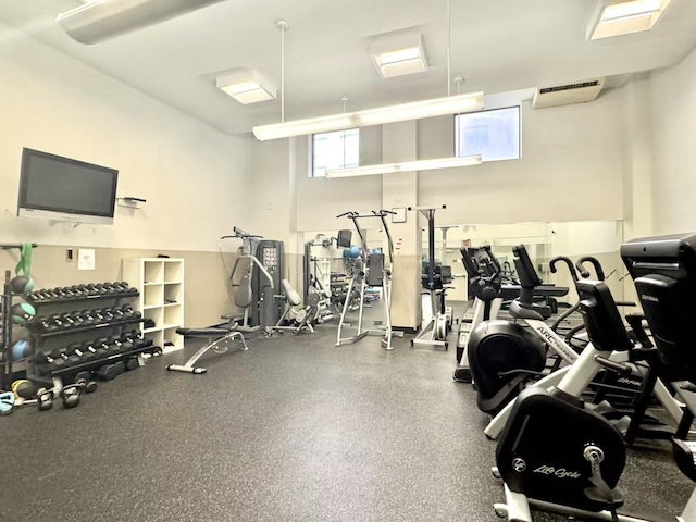 280 Rector Pl Unit 2K, New York City, NY 10280 - workout area featuring a wall unit AC