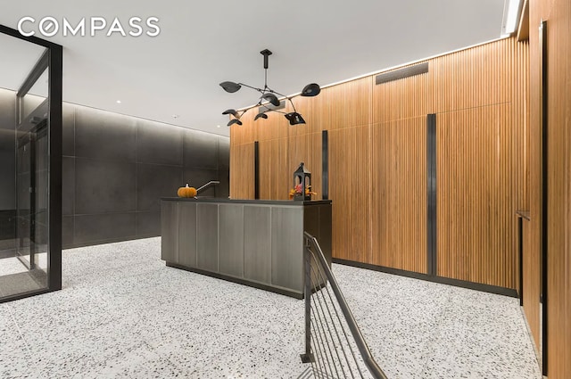 230 E 15th St Unit 8N, New York City, NY 10003 - interior space with speckled floor and a chandelier