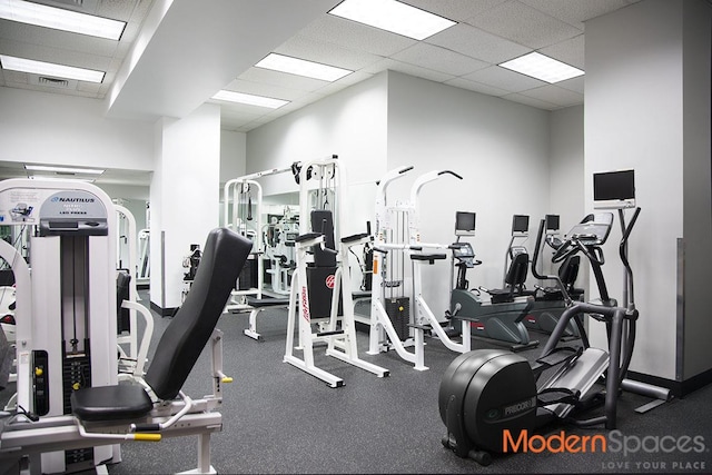 4-74 48th Ave Unit 38-H, New York City, NY 11109 - workout area with a paneled ceiling