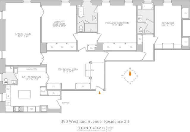 390 W End Ave Unit 2H, New York City, NY 10024 - floor plan / room layout