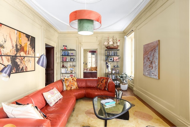 390 W End Ave Unit 2H, New York City, NY 10024 - living room with crown molding and wood finished floors