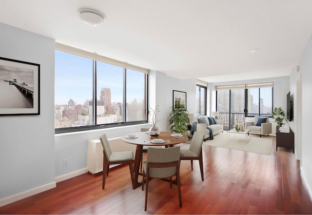 343 E 74th St Unit Ph2A, New York City, NY 10021 - dining space featuring wood finished floors and a city view