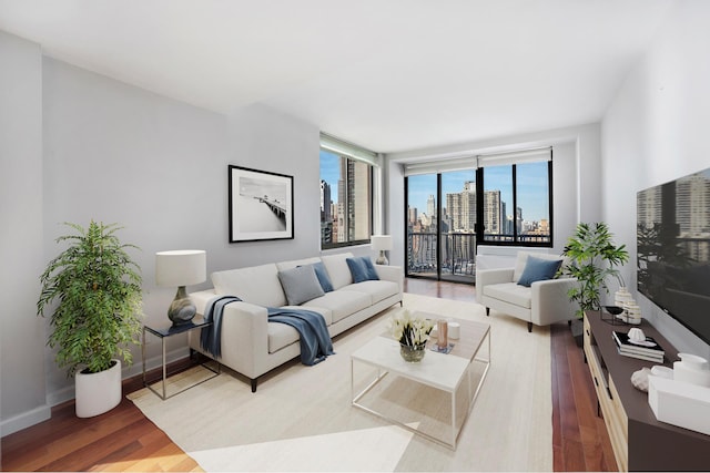 343 E 74th St Unit Ph2A, New York City, NY 10021 - living room with wood finished floors and baseboards