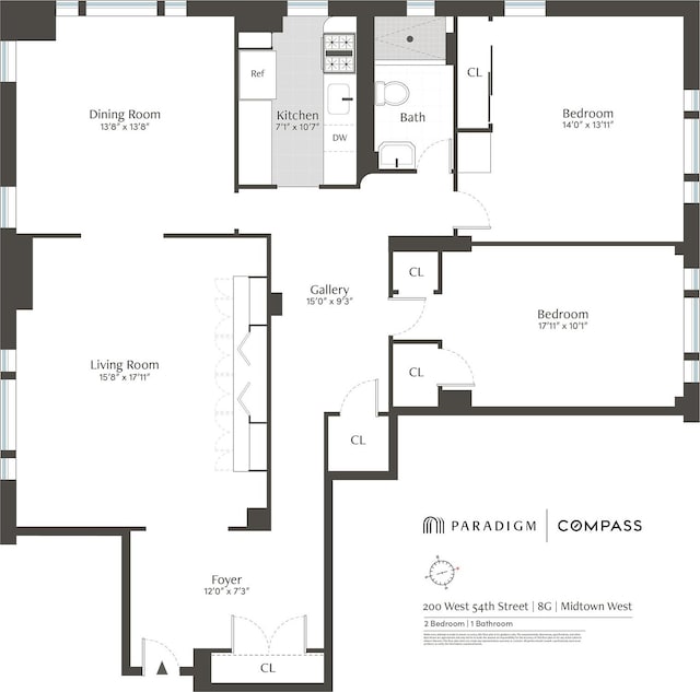 200 W 54th St Unit 8G, New York City, NY 10019 - home floor plan