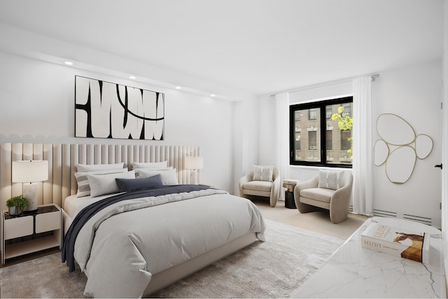 1330 5th Ave Unit 4M, New York City, NY 10026 - bedroom with recessed lighting and a baseboard radiator