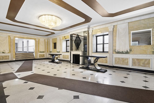 common area featuring crown molding