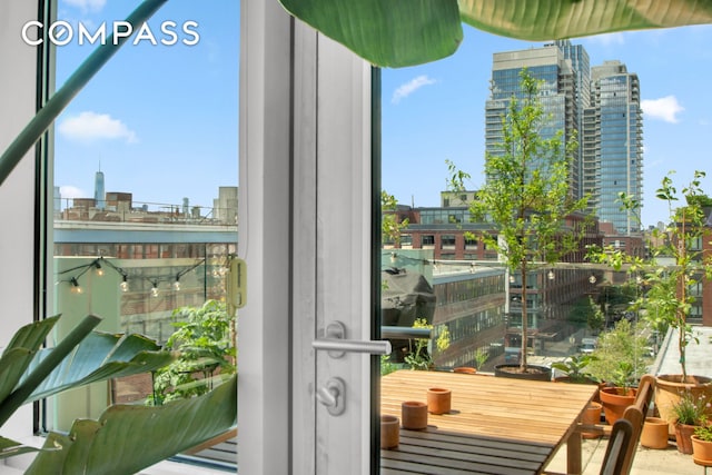 balcony with a city view
