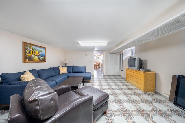 living area with light floors