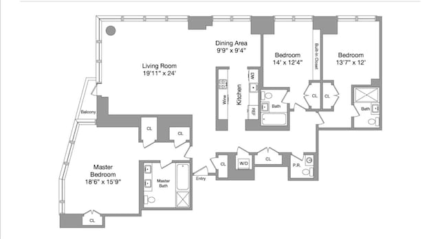 30 W St Unit 20F, New York City, NY 10004 - home floor plan