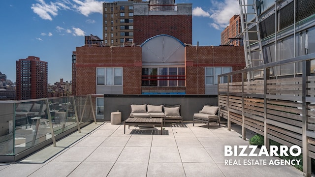 302 E 96th St Unit 502, New York City, NY 10128 - view of patio with a city view and an outdoor living space