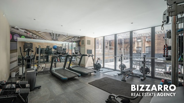 302 E 96th St Unit 502, New York City, NY 10128 - exercise room featuring floor to ceiling windows