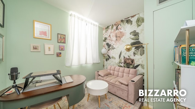 302 E 96th St Unit 502, New York City, NY 10128 - office area featuring an accent wall