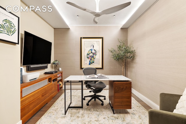 4 W 21st St Unit 2D, New York City, NY 10010 - office with wood finished floors and ceiling fan